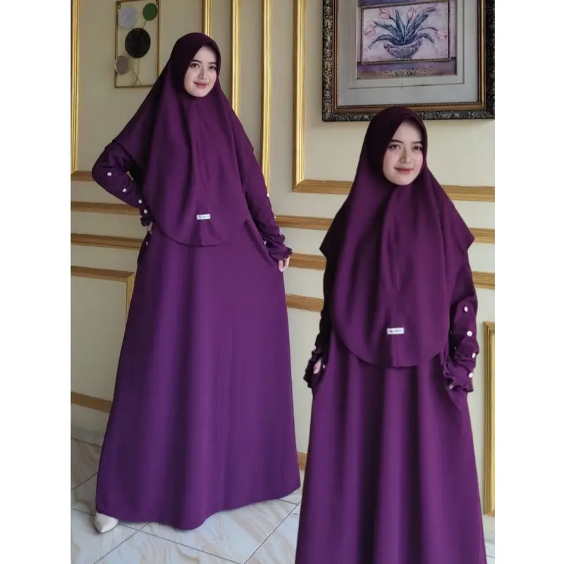 Gamis Afifah terbaru (Gamis viral akhir tahun 2024) Bahan kenit melar Wanita Dewasa Muslim 0