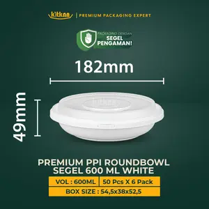 Kitkan Wadah Makanan Segel Pengaman 600 ml PPI Round Bowl Tamper Seal Kitkan Material PP Food Grade Tahan Panas Cocok untuk Nasi & Lauk