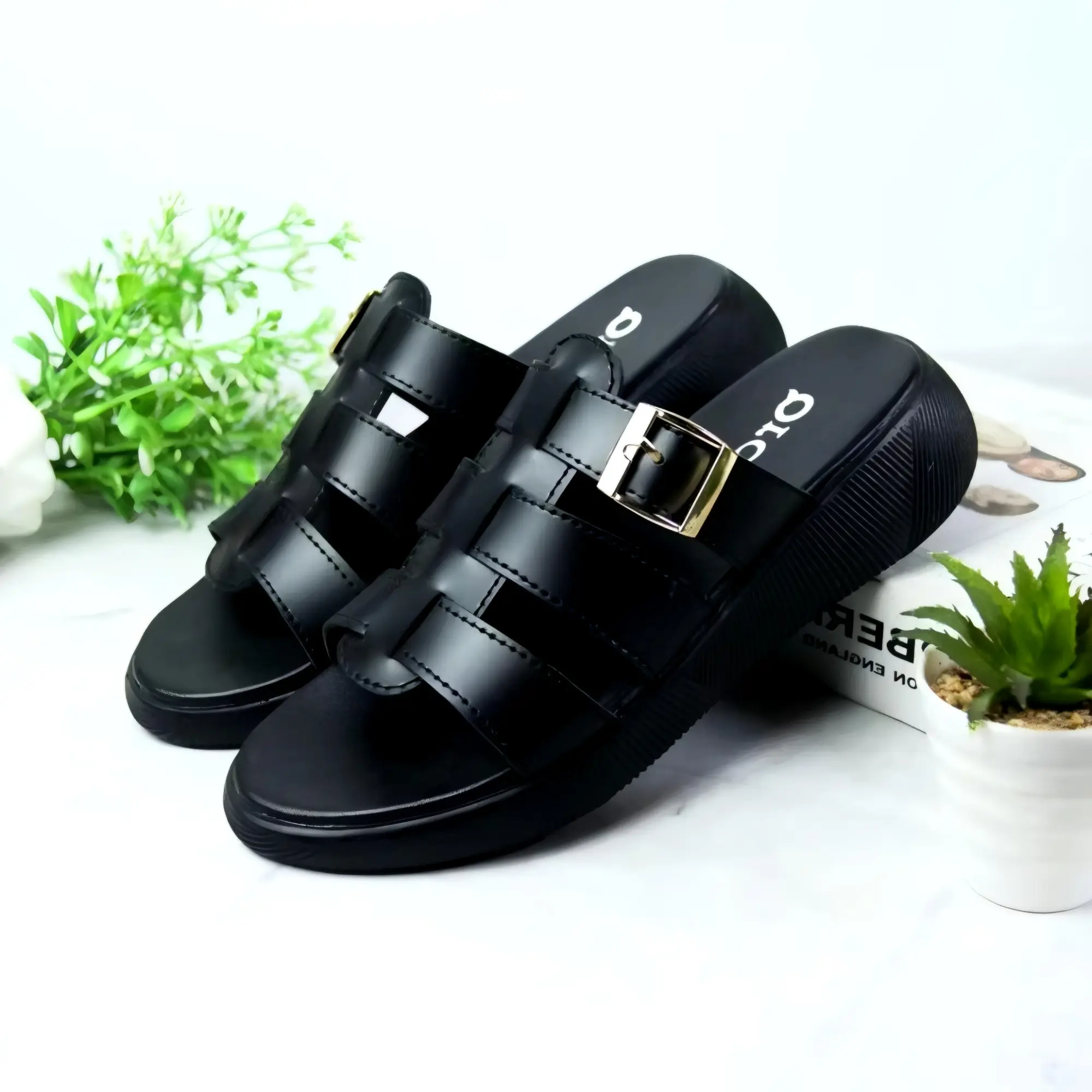 Sandal Wanita Wedges Vhinea Hak Tinggi 3Cm Premium Platfrom Korea Style Size 37-40 Perempuan Sendal Putih Hitam