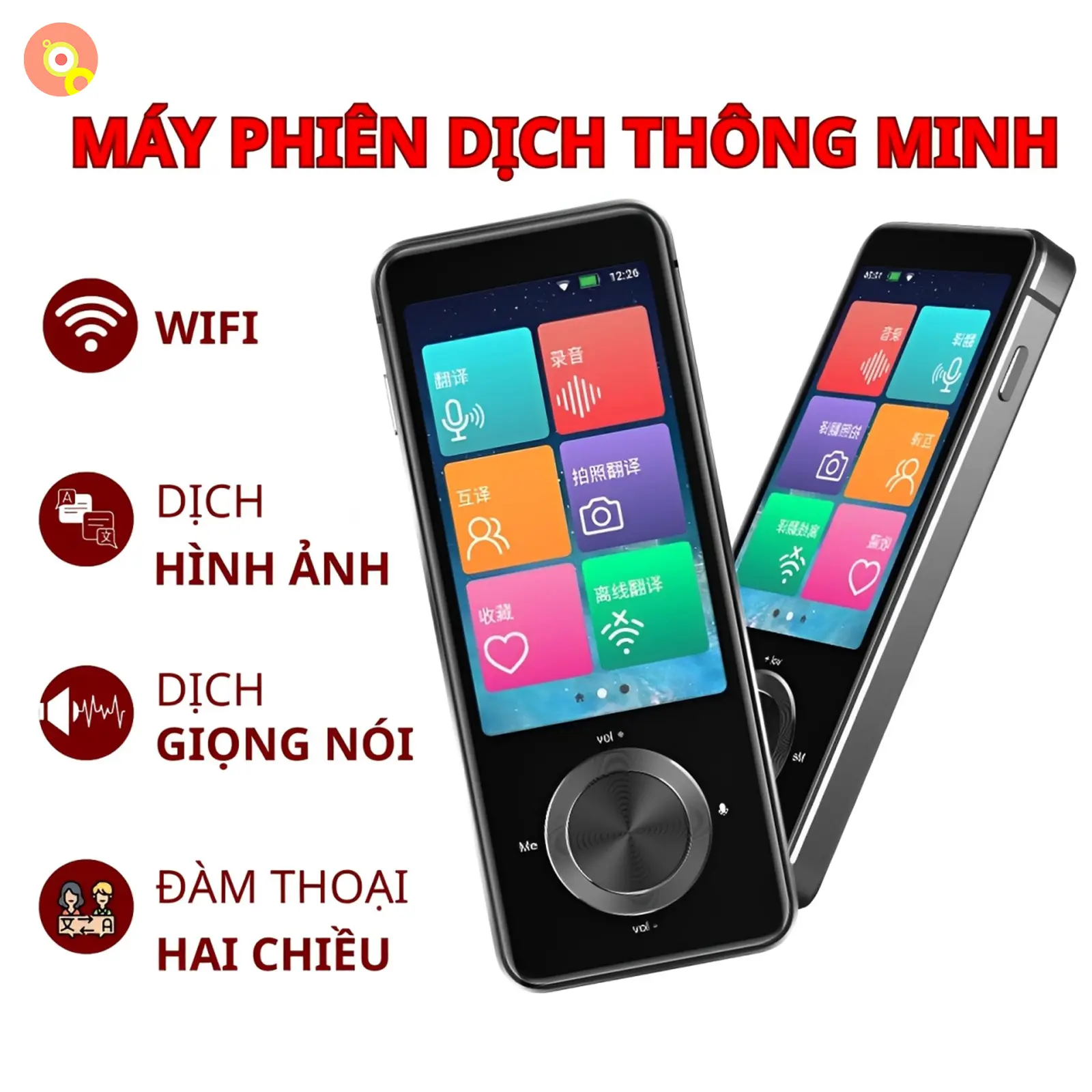 Máy Phiên Dịch Cầm Tay M9 - Công Nghệ AI Hiện Đại, Dịch Đa Ngôn Ngữ Online & Offline, Pin Trâu