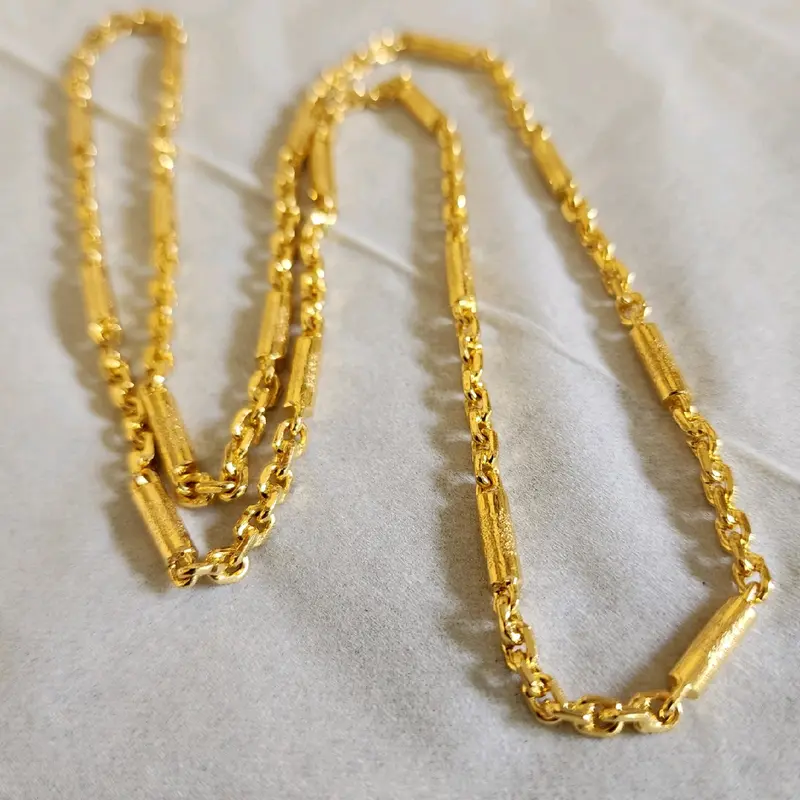 Kalung Bambu Pasir Rantai Nori Lapis Emas Kuning 0