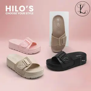 Sandal Wanita Karet Jelly Model Slip-on Tinggi Hak 5CM Model Trendy Terkini dan Korea Style