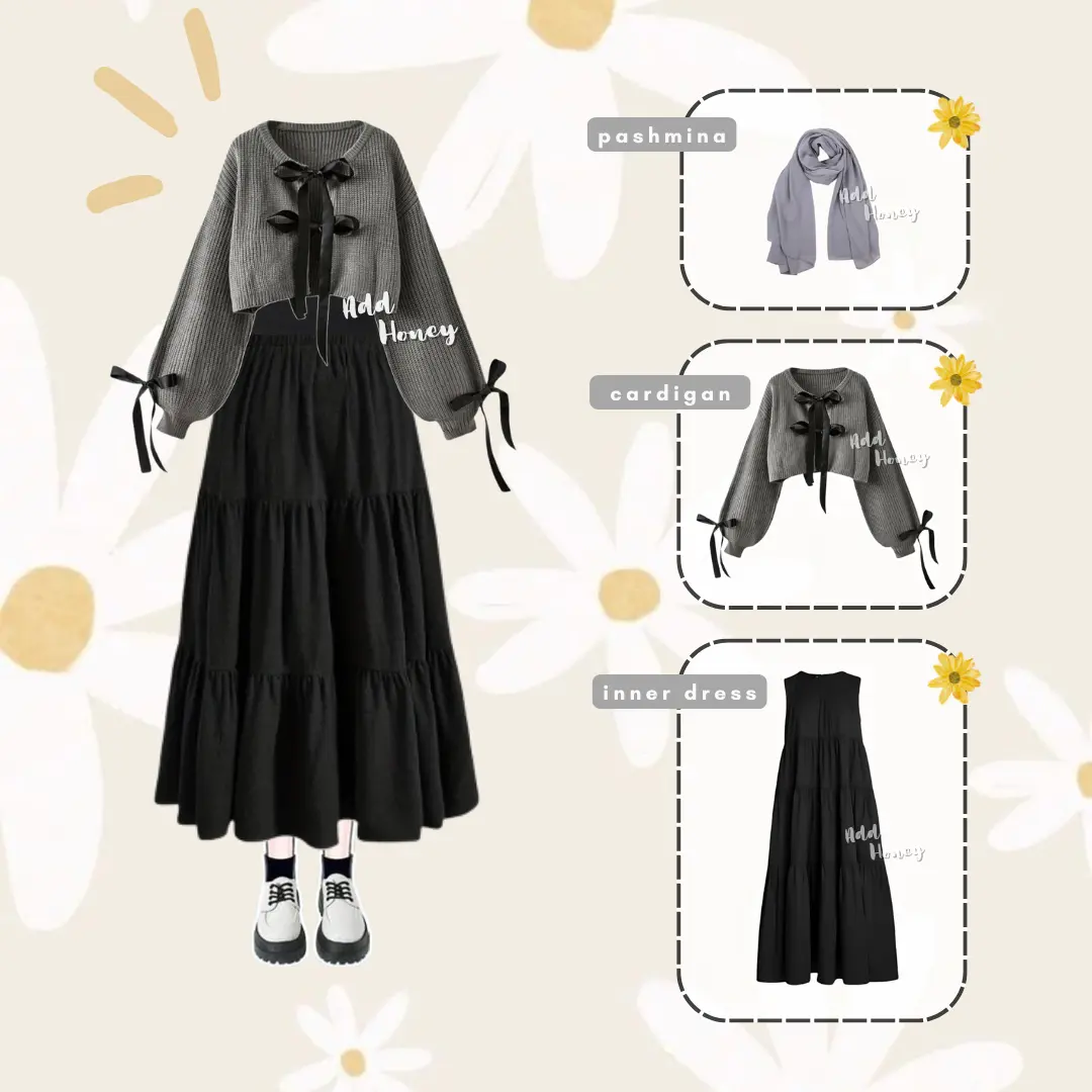 One Set Wanita Korean Style Hijab (Cardigan Pita Korea Dress Ruffle) Setelan Kekinian Terbaru AH130 Muslim Remaja Dewasa Tunik Atasan Gamis Crinkle Simple Shakila Baju Fit Panjang Soft Ceruty Melar Celana