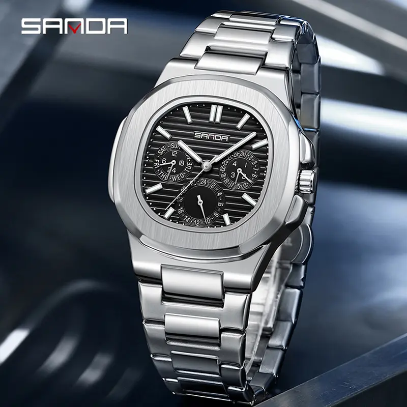 AW24 SANDA 7053 Simple Luxury Personalized Fashion Stainless Steel Waterproof Fall Arrest Sports Men's Watches
