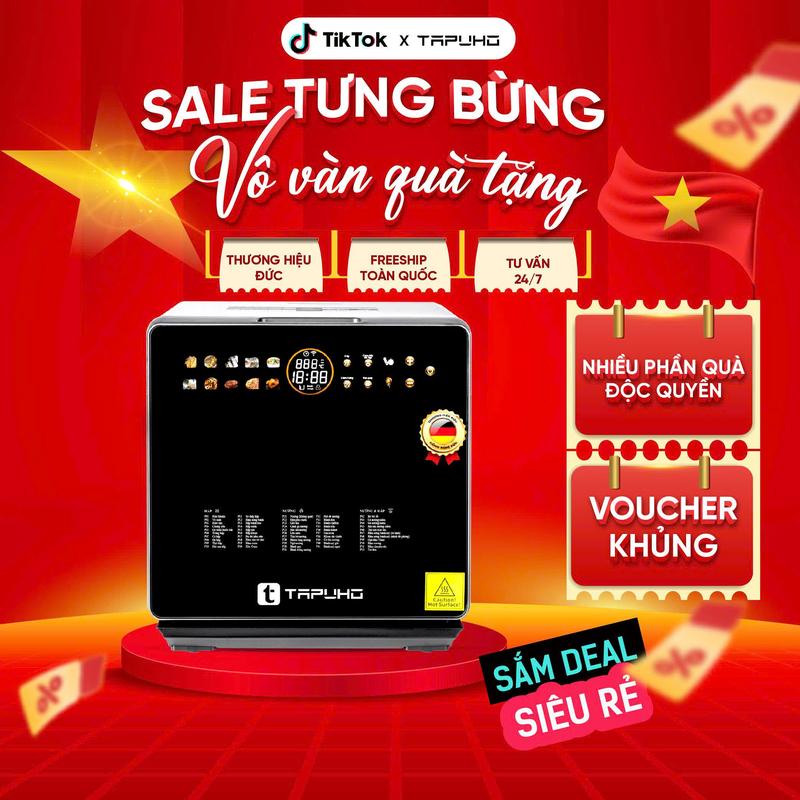 Nồi Chiên Hơi Nước TAPUHO TSF16 COLOR Chính Hãng Đức Dung Tích 16L 70 Chương Trình Nấu An Toàn Inox 304 Màn Hình LCD Sắc Nét Bảo Hành 30 Tháng Tiết Kiệm Không Gian Tiện Lợi