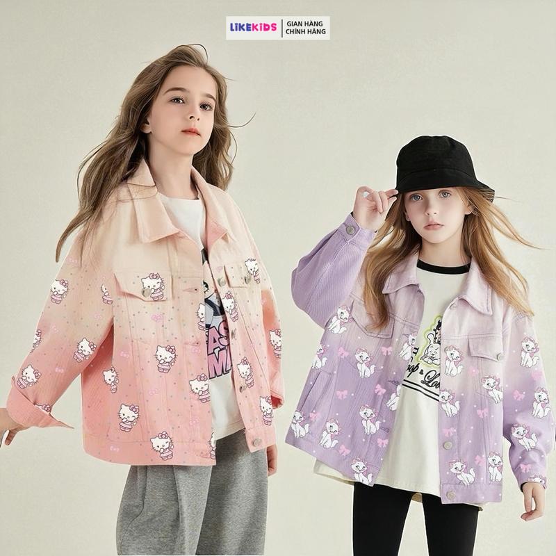 Áo KHOÁC JEAN cho bé gái hoạ tiết dễ thương LikeKids E24