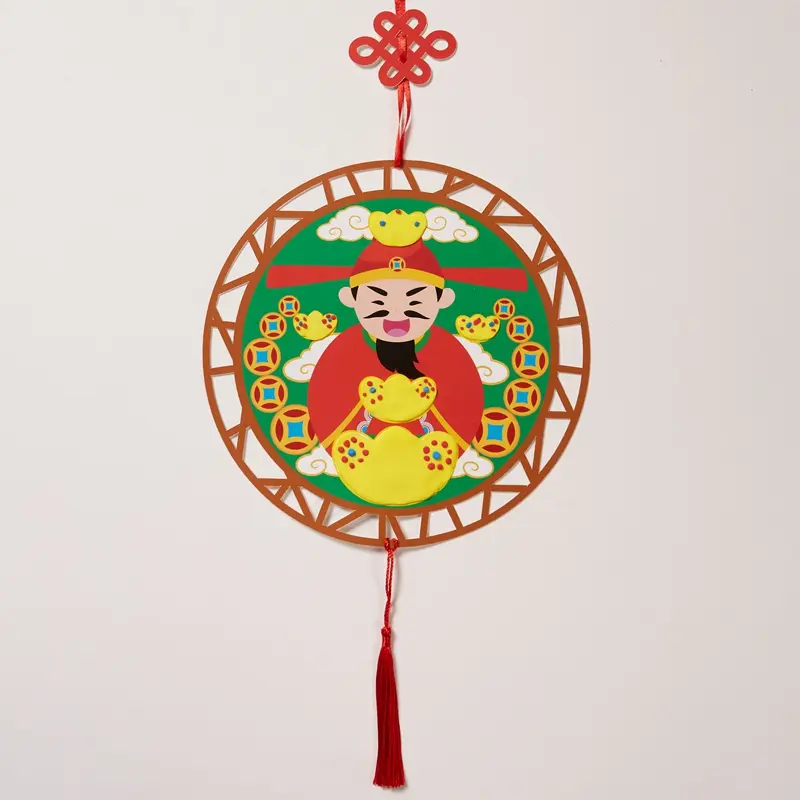 Chinese New Year Decorations Props Gifts Handmade DIY New Year Clay Round Hanging Jewellery Chinatown Hanging Jewellery Props