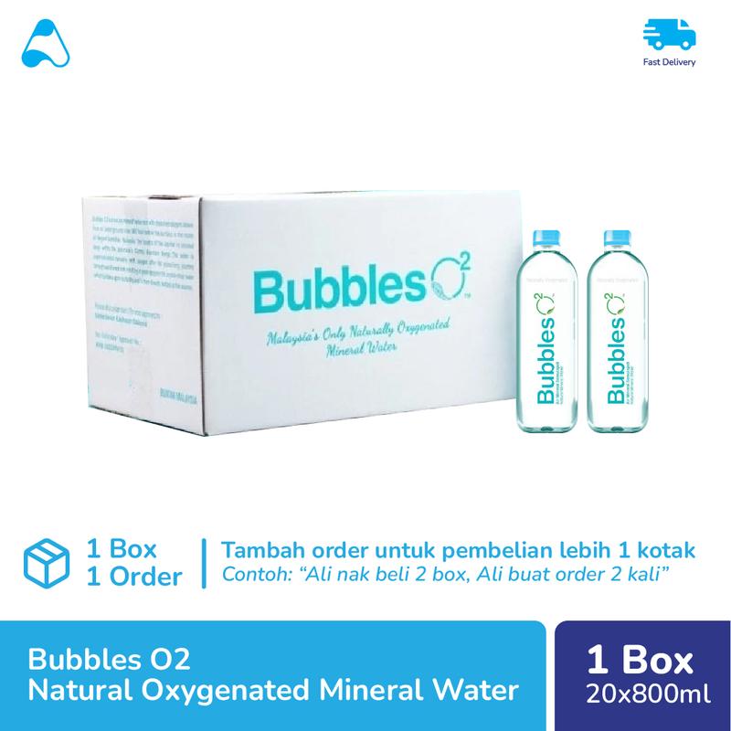 Bubbles O2 Oxygenated Mineral Water Box | 24 x 425ml | 20 x 800ml ...