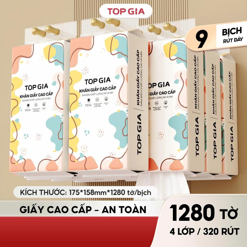 (DEAL LIVE 9 BỊCH GIẤY TO ) COMBO 9 bịch size ĐẠI khăn giấy đa sắc treo tường (mua 1 tặng 3 móc treo tường) Giấy Ăn rút an toàn lành tính, tiêu chuẩn 4K, không mủn Giấy Vệ Sinh giấy rút đa năng cao cấp treo tường (DS)