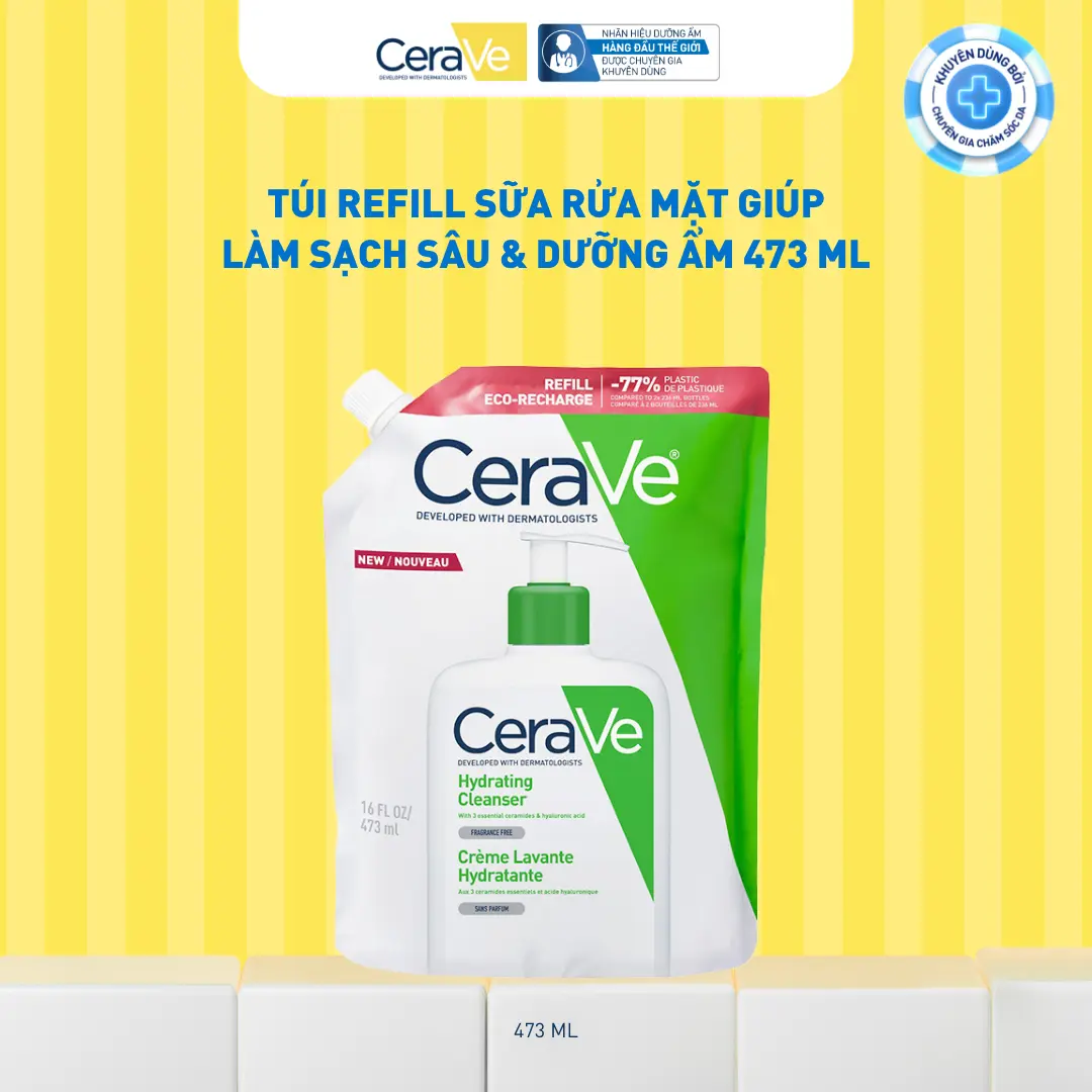 Sữa rửa mặt giúp làm sạch sâu dành cho da thường và da khô Cerave Hydrating Cleanser 473ML - Refill dạng gel không tạo bọt làm sạch sâu dịu nhẹ và cung cấp độ ẩm cho da. Chăm sóc da_Sữa rửa mặt_Skincare cho Nam và Nữ_Cleansing