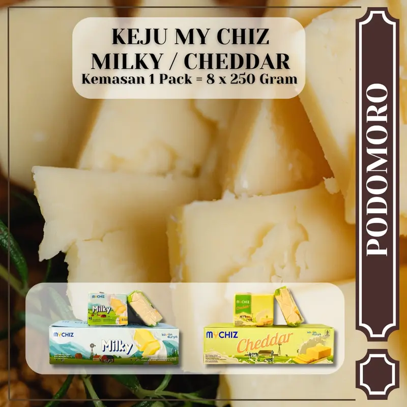 Keju My Chiz Rasa Cheddar / Milky - 1 Pack isi 8 x 250 Gram 4