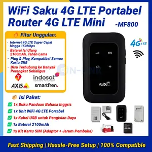 4G LTE Pocket WiFi Router 150Mbps Hotspot Modem Portabel Universal SIM Bisa Pakai Semua Operator + Adapter