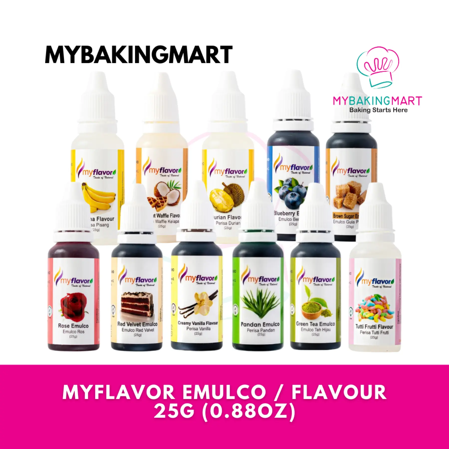 Myflavor Emulco and Flavour 25g (0.88oz) Halal Food Flavoring & Coloring Perasa Pewarna Makanan