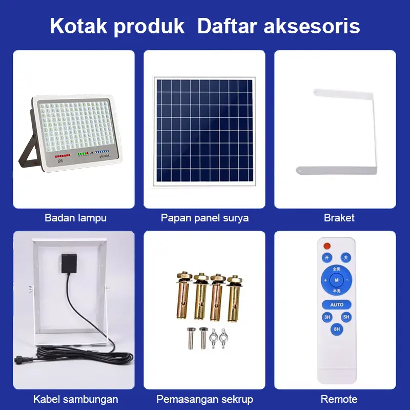 【Beli 1 gratis 1】solar Lampu tenaga matahariLampu tenaga surya Lampu led surya Solar cell Lampu outdoor Super terang  1500W 2000W Lampu sorot solaourtyard Garansi 10 tahun 0 Biaya listrik sepanjang tahun Level tahan air IP67 lampu jalan 2