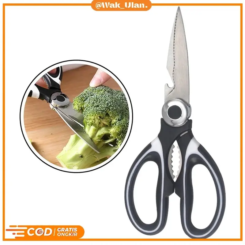 GUNTING DAPUR Serbaguna Multifungsi TAJAM PEMOTONG TULANG SAYUR DAGING IKAN BUAH KITCHEN SCISSORS PEMBUKA BOTOL 4