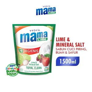 Mama Sabun Cuci Piring Buah Dan Sayur Lime & Mineral Salt Pouch 1500ml