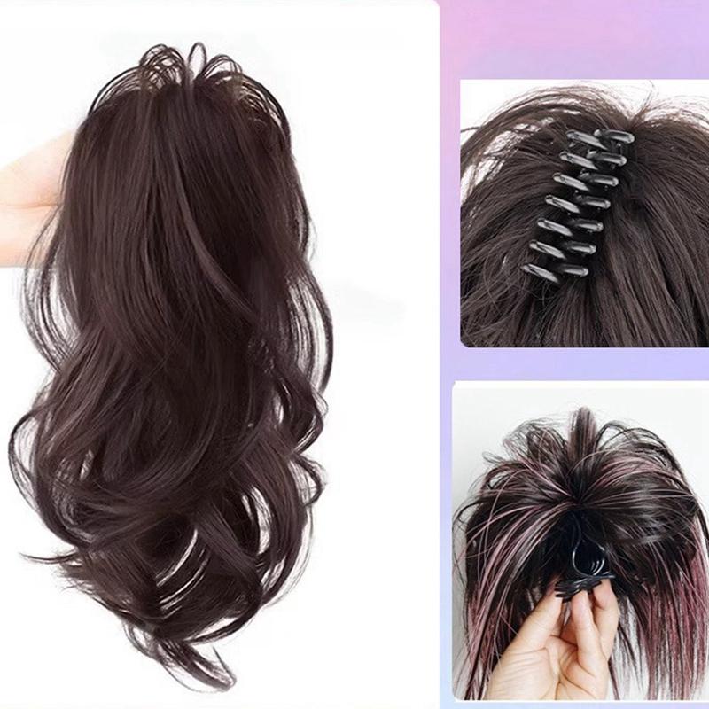 High Ponytail Wig Curly Ponytail Hair With Claw Clip Straight Ponytail Bun Wig Hairpieces For Women 1