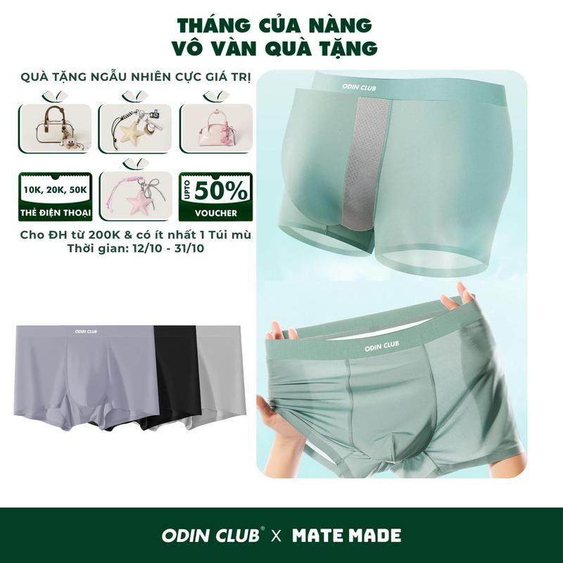 COMBO 4 Quần boxer Seamless Odin Club, Quần lót chất liệu vải thun lạnh cao cấp viền ép nhiệt không đường may (CHE TÊN SẢN PHẨM)