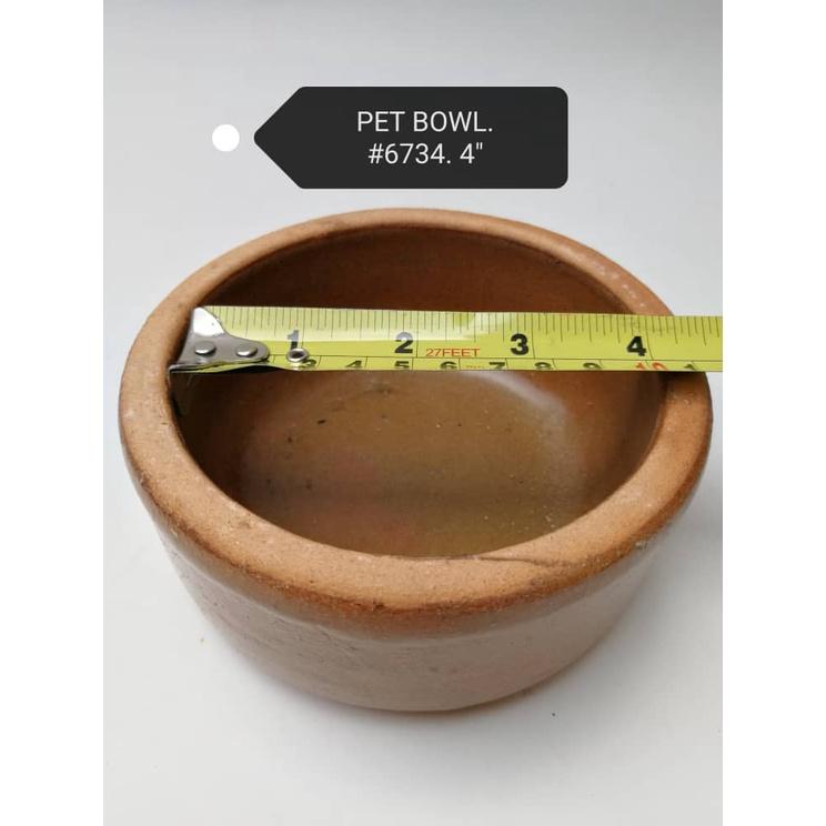 Pet Cat Rabbit Dog Food Feeding and Water Drinking Bowl Clay Ceramic 6734 4inch Brown Bekas Makan Minum Makanan Kucing