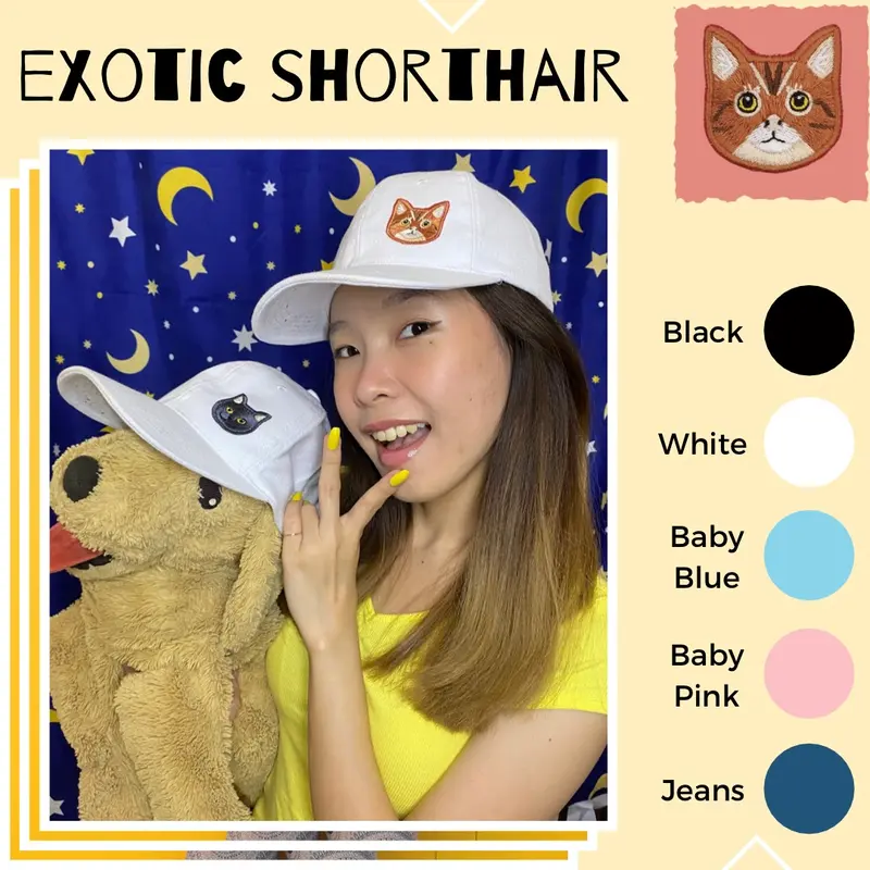 Topi Baseball Lucu bordir patch binatang Anjing Kucing by Maidei - Baseball Cap Hat Unisex bordir lucu casual Jeans Benang 8