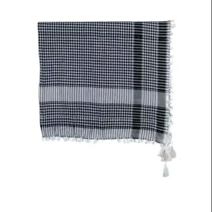 Syal Sorban Palestina Motif Catur Warna Hitam Putih Ukuran 120x120 CM