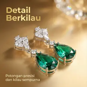 COLOA09Z Anting-anting batu permata turmalin zamrud temperamen mode baru