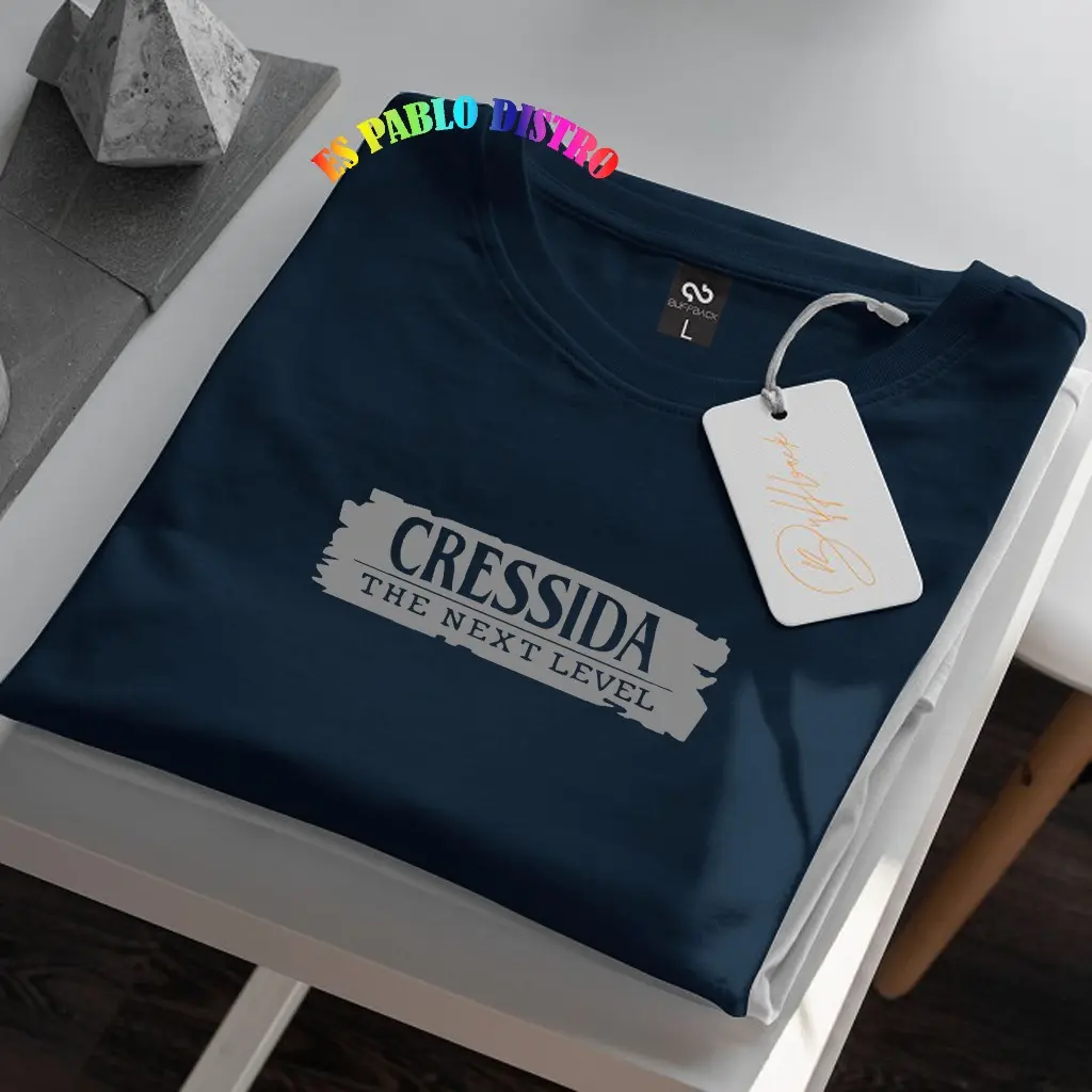 COD !!! Baju Kaos Distro Cressida Blok Garis Text Silver Premium Quality Kaos Cotton Combed 30s Lengan Pendek T-Shrit Koas Unisex Pria/Wanita Keren