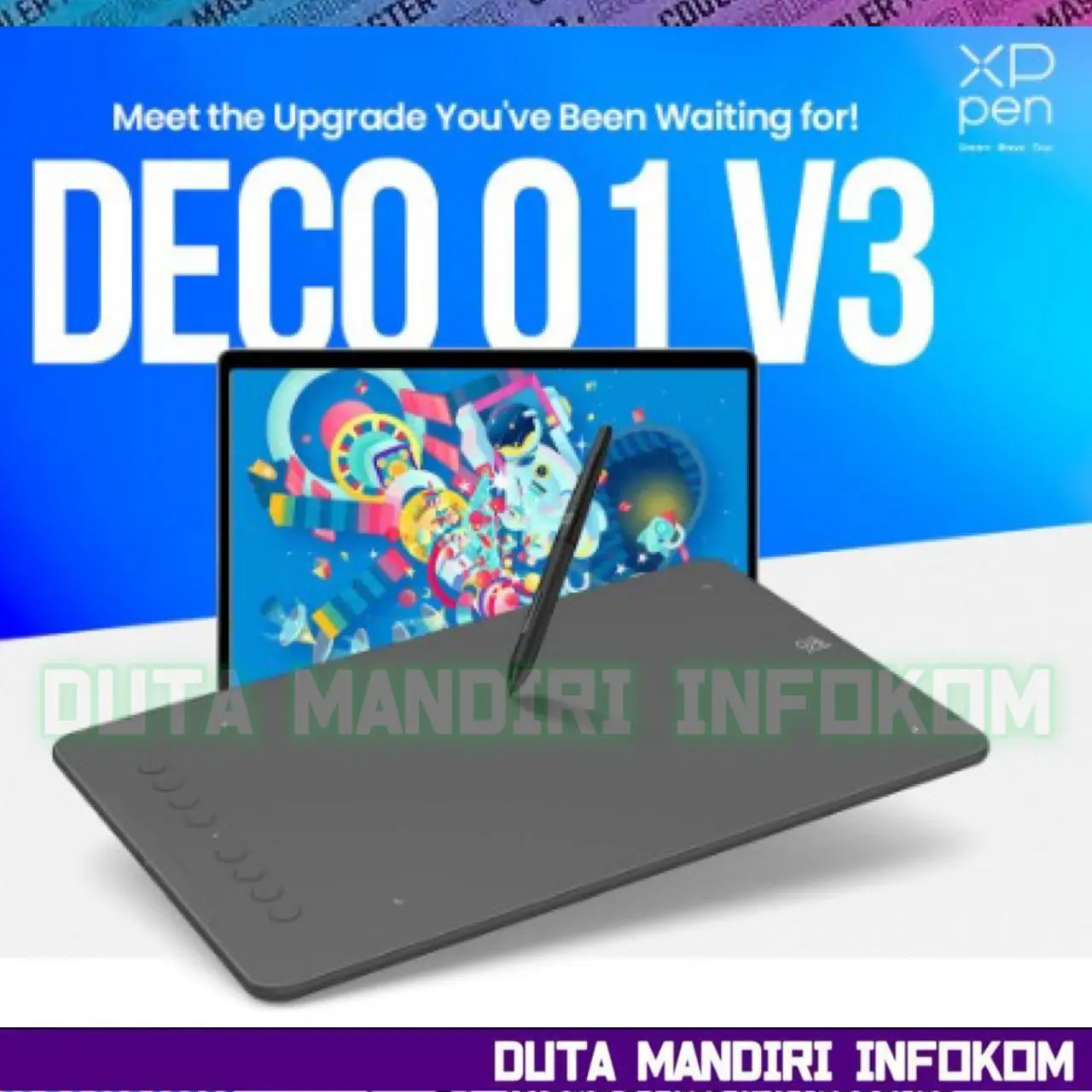 XP-PEN DECO 01 V3 - Drawing Tablet 16384 Levels of Pressure Battery-Free Stylus 10x6 Inch Large Work Area Graphic Tablet 8 Hotkeys for Digital Art Teaching Gaming Drawing Pad for Chrome/PC/Mac/Android