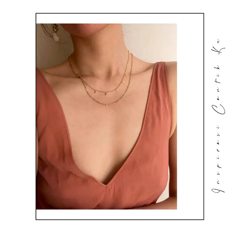 Kalung Dua Layer Double Layer Titanium Wanita Simple Elegant Aesthetic 0