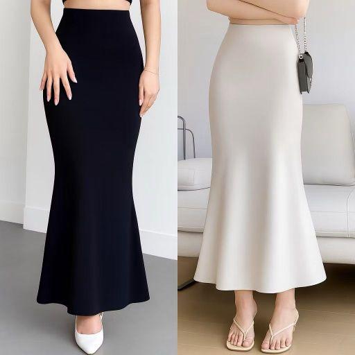 LM-TERLARIS Rok mermaid lunar duyung skrit basic Maxi Midi Wanita Terbaru Scuba Premium Tebal