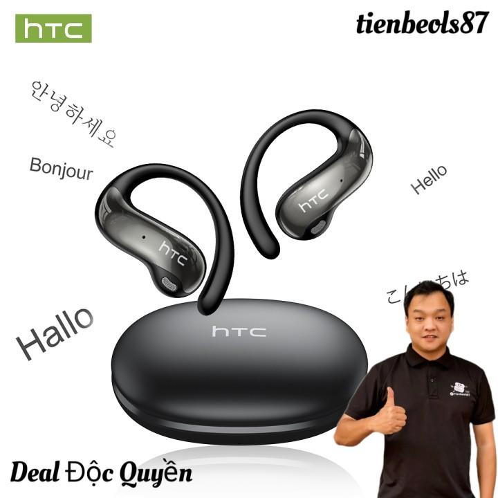 Tai nghe HTC Next-Gen NE19 OWS, 【 Deal Độc Quyền tienbeols87  , Bản phát âm theo thời gian thực, Dịch 134 ngôn ngữ, Siêu bền 40H, Âm trầm HiFi, Chống nước IPX, Kết nối ánh sáng màu vàng Bluetooth 6.0