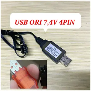 Charger USB 7.4V 4PIN Mobil Remote Control  4 Kabel Socket Hitam Mainan Remot Kontrol Baterai