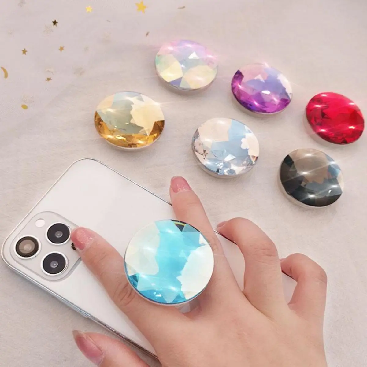 COD   Fold Diamond Cell Phone Ring Holder Finger Grip Ring Mobile Expanding Phone Holder for iphone Holder Stand Bracket Accessories Alloy