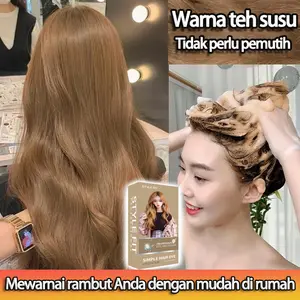【Pengiriman cepat】STYLE FIT 200ml Tidak perlu pemutihan hair colour pewarna rambut Pewarna Herbal Cat Rambut (pewarna rambut ash brown, hair color,Warna rambut,milk tea ash hair color,cat rambut milk tea brown) bleaching rambut Dye cat rambut golden brown