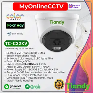 Tiandy TC-C32XV IP Camera CCTV 2MP Audio Full Color Polar Day PoE Onvif Indoor Tiandy