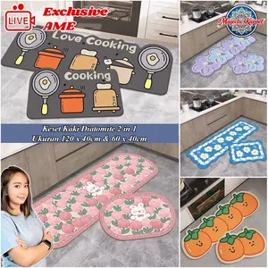 [MK X AME]  Keset Kaki Diatomite Set 2 in 1 Ukuran 40x60 dan 40x120/ Keset Kaki Kamar Mandi