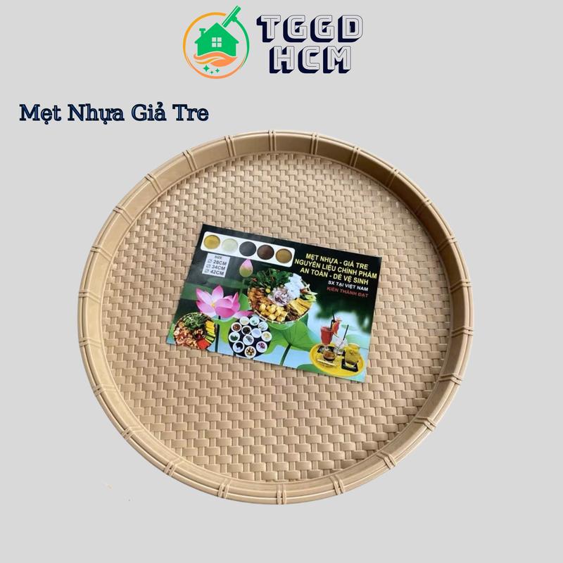 Combo 5 Mẹt Nhựa Giả Tre 25cm - Mẹt Nhựa Để Bún Đậu-Mẹt Nhựa Bầy Đô Ăn Cho Quán Ăn-Mẹt Nhựa Bầy Đồ Ăn Cho Gia Đình-Mẹt Nhựa Giả Mây