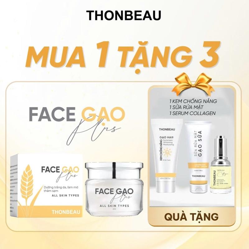  KEM FACE GẠO Plus  Tặng Serum Collagen Yến +Tặng 1 Chai Sữa Rửa Mặt 40ml + 1 Chai Kem Chống Nắng nhỏ 25ml  - Skincare 