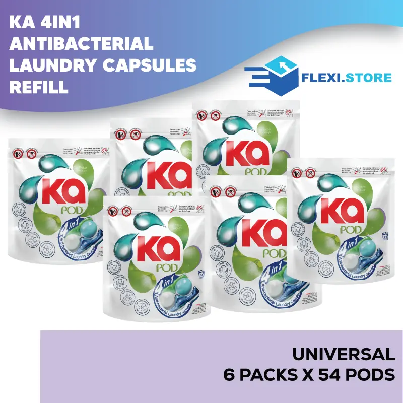 KA 4 in 1 Antibacterial Laundry Capsules Detergent 54s x 6 (Refill Pack) laundry capsules fragrant laundry laundryliquid detergent