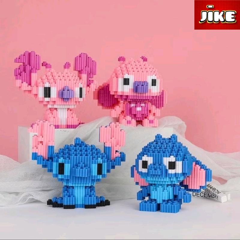 ( JiKE ) Nano Blocks LILO STITCH Ear Up 3D Model, Mainan Blok Susun, Blok Konstruksi DIY, Dekorasi Hiasan Karakter Animasi, hadiah Kado Anak Toys Plastik Kotak 0