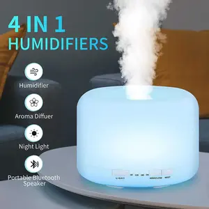 Diffuser Humidifier Aromaterapi FREE Essential Oil 6pcs Garansi 6 Bulan 500ml dengan Remote Control & Lampu RGB 7 Warna Desain Minimalis Tidak Berisik untuk Ruangan 21-30 m²