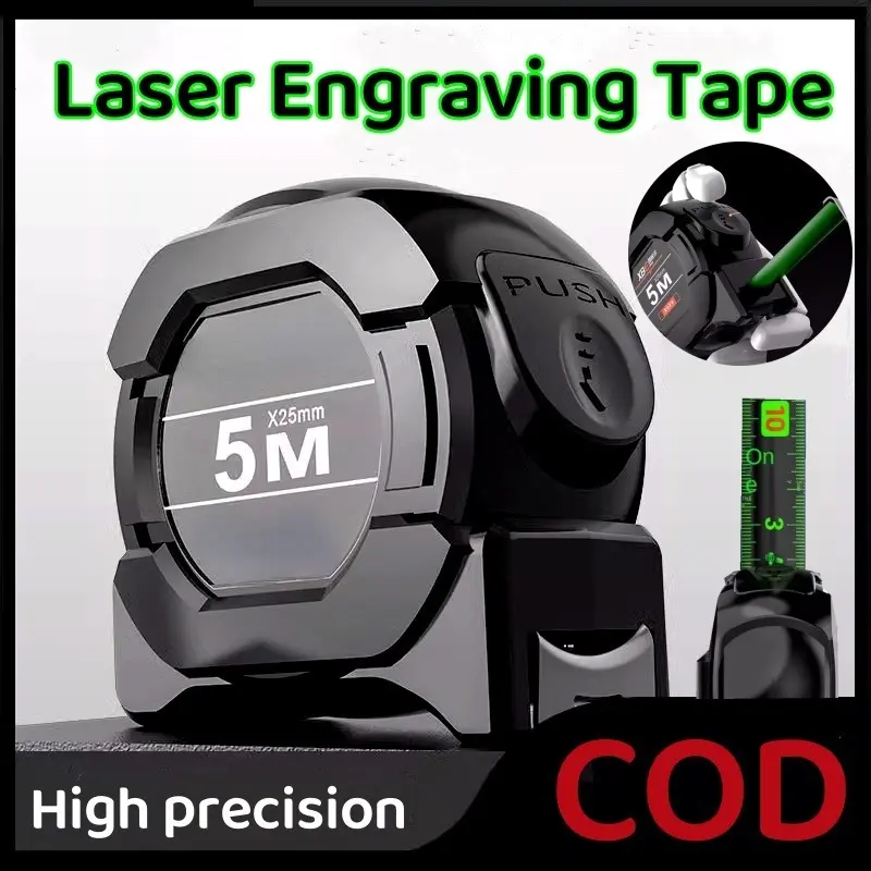 5M/10M Self-locking Fluorescent Steel Tape Measure Fluorescent Portable Self-locking Tape Measure Tool