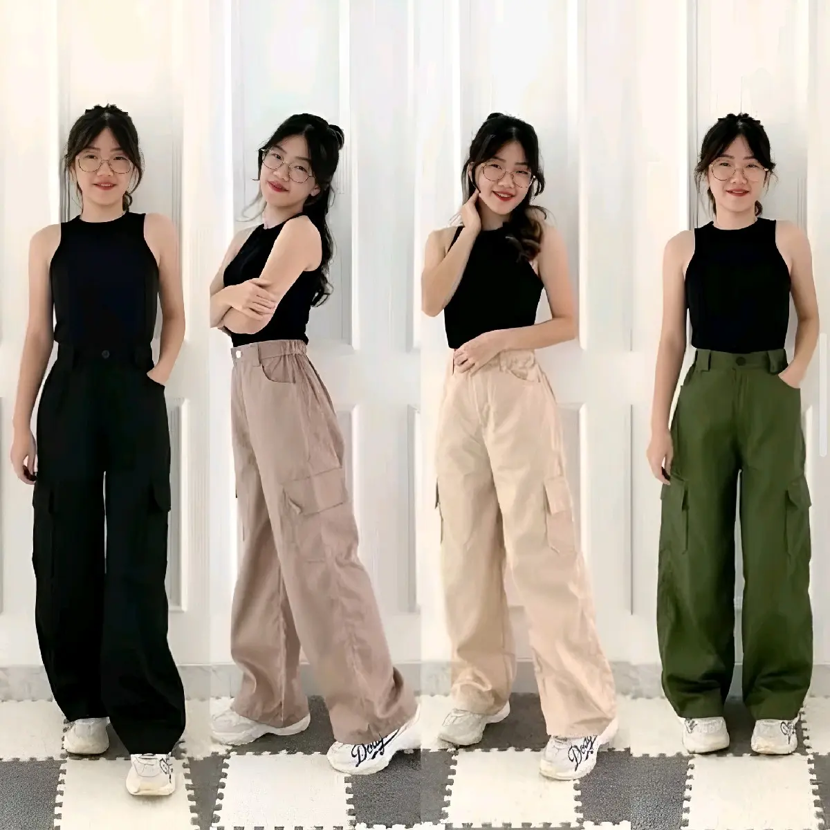 Celana kulot kargo anak remaja perempuan - Celana cargo panjang anak remaja perempuan korean style kekinian