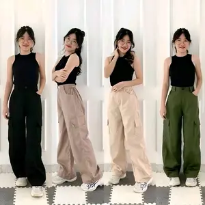 Celana kulot kargo anak remaja perempuan - Celana cargo panjang anak remaja perempuan korean style kekinian