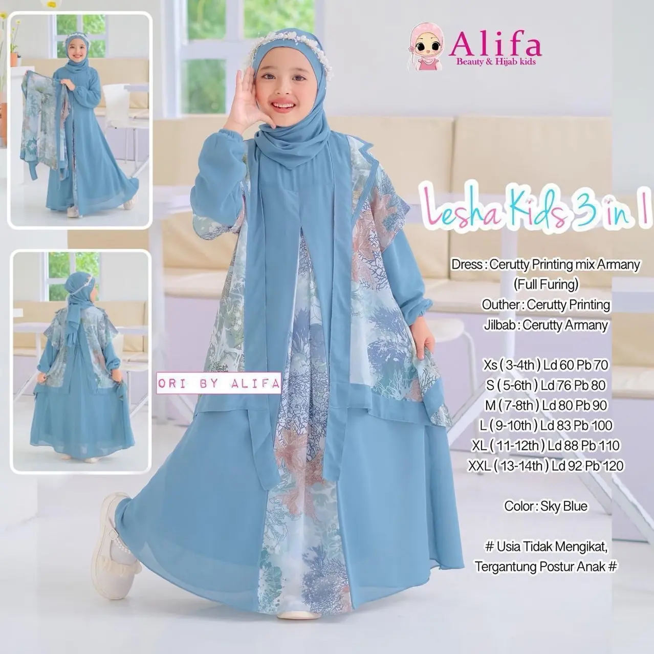 GAMIS ANAK PEREMPUAN BEST SELLER USIA 3-14th LESHA KIDS free JILBAB ORIGINAL ALIFA Dress