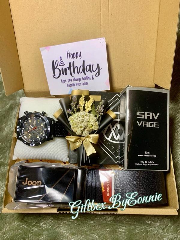 Gift Box Hadiah Hampers Box Kotak Paketan Kado Cowo Cowok Spesial Ulangtahun Anniversary Wisuda Totebag Jam Dompet Aksesoris Konvensional Pria