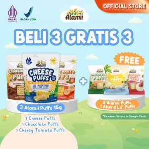 [BELI 3 GRATIS 3] Alamii Puffs 3 x 15g / FREE Alamii (Puffs / Lil' Puffs) 3 x 8g / Random Varian / Cemilan Sehat Bayi Anak