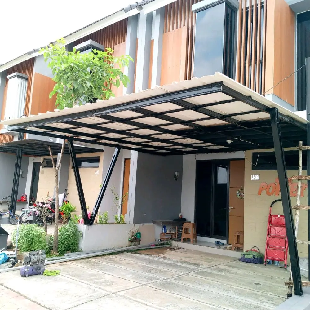 Kanopi Rangka Bajaringan Atap Alderon untuk Rumah Modern dengan Desain Elegan dan Fungsional