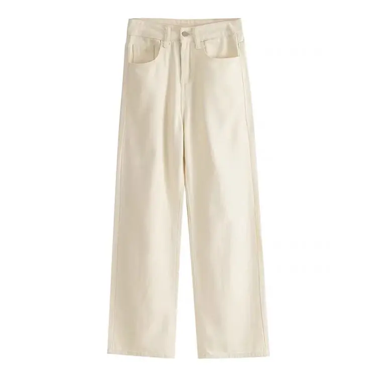 Celana jeans high waist wanita korean style Jeans baggy pants Serbaguna Kasual Biru Retro 5
