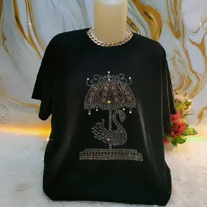BLUS ATASAN WANITA TERBARU MOTIF ANGSA DENGAN HIASAN RHINESTONE DAN PERL Tampilan Elegan dan Modern